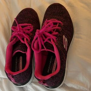 Slightly used Skechers Women's Black and Pink Sneakers